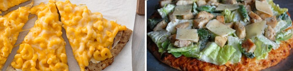 Mac & cheese pizza y pizza césar