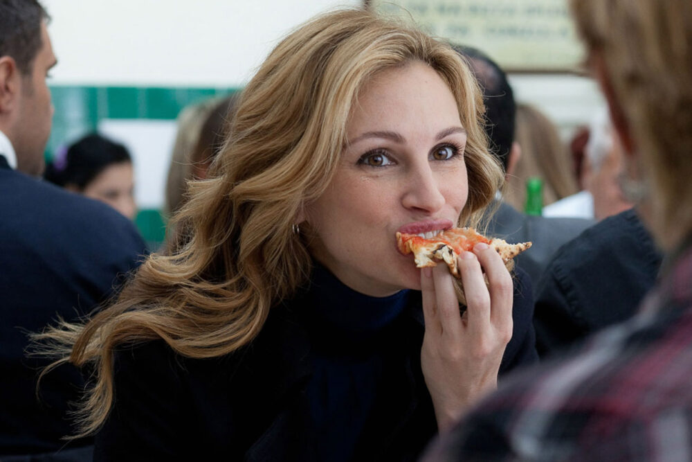 En "come, reza, ama", la protagonista hace un recorrido por algunos restaurantes de Roma